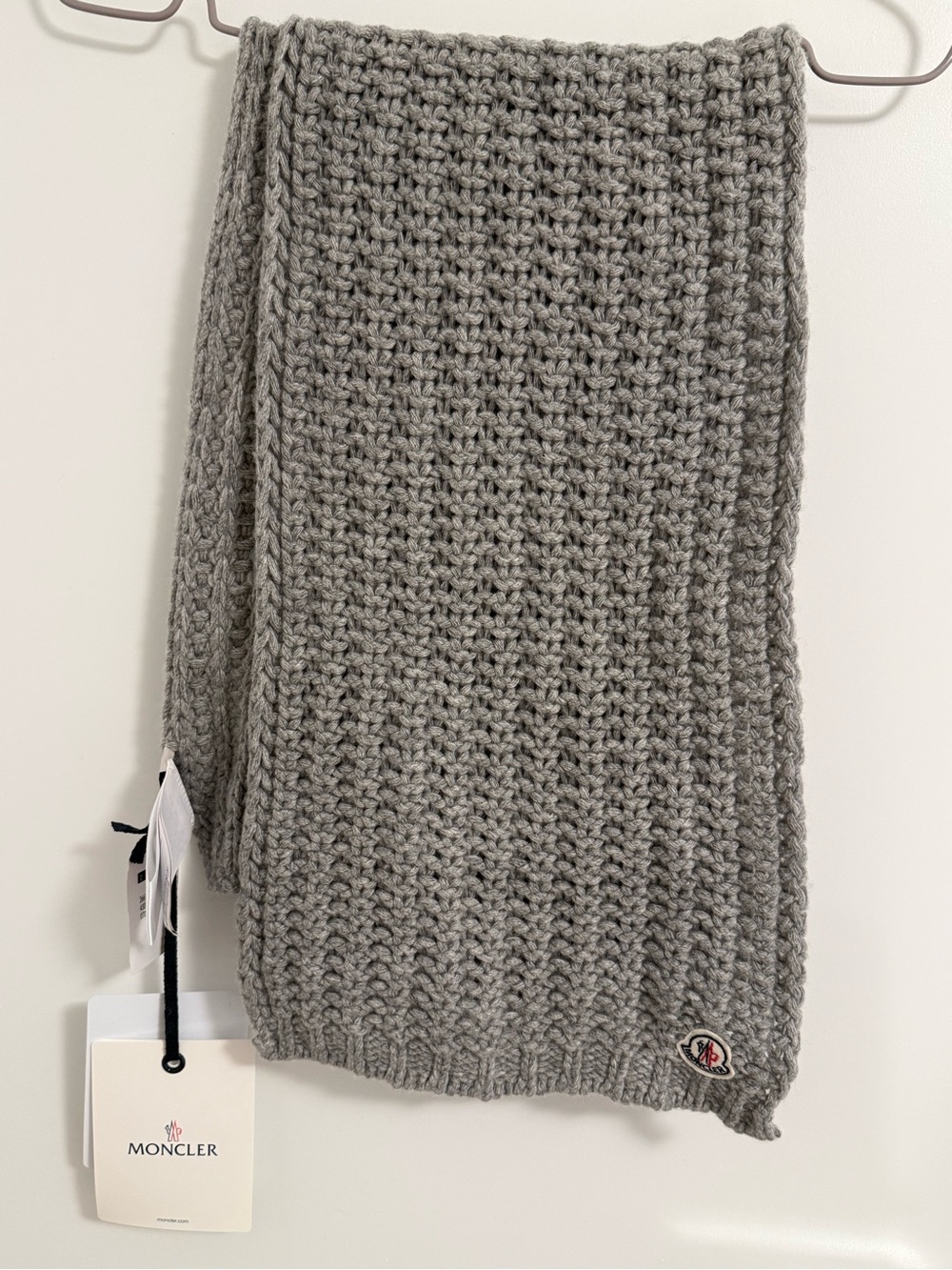 Moncler Light Gray Knit Scarf